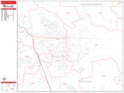 Moreno Valley Wall Map Red Line Style
